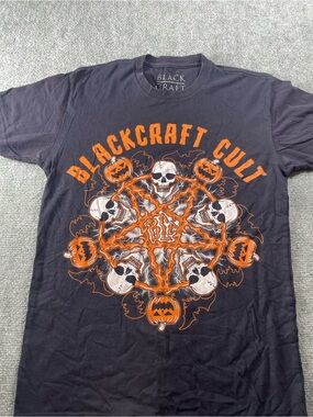 Blackcraft Cult Men’s Black Short-Sleeve Graphic‎ Tee with Orange Print